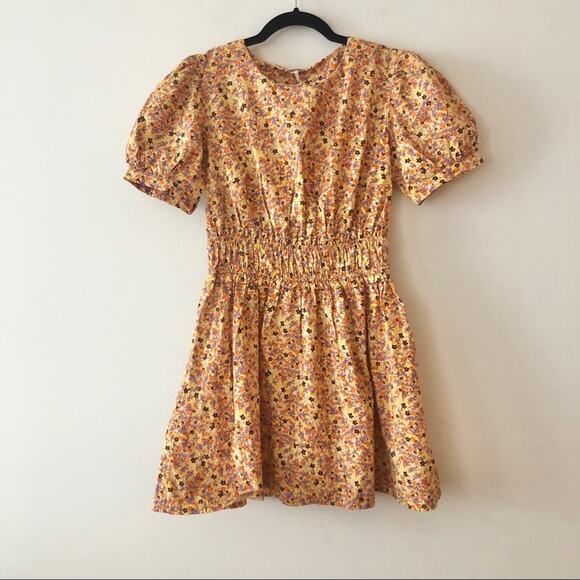 Free People Penny Floral Mini Dress in Honey Combo - Picture 4 of 8
